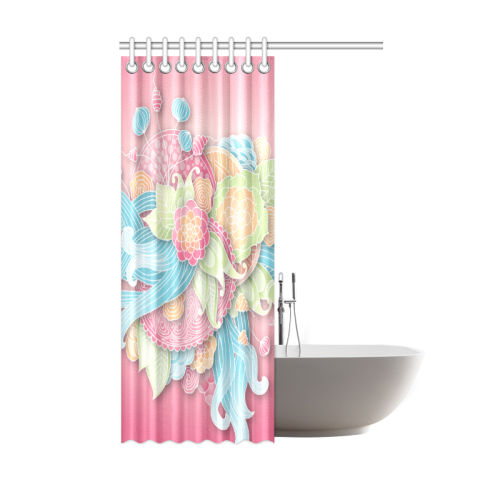 bright blue green pink yellow flowers Shower Curtain 48"x72"