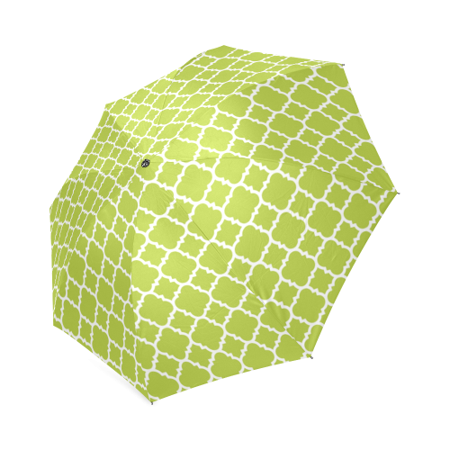 spring green white quatrefoil classic pattern Foldable Umbrella (Model U01)