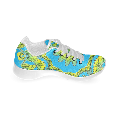 Glowing Green Leaves Flower Arches Star Mandala Aqua Men’s Running Shoes (Model 020)