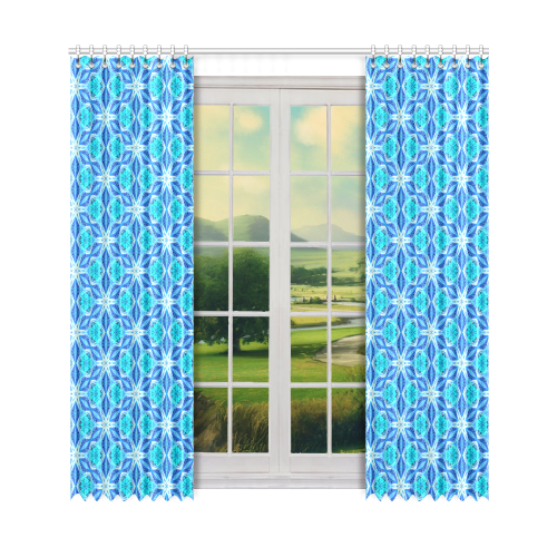 Aqua Hawaiian Stars under a Night Sky Dance Window Curtain 52" x 108"(One Piece)