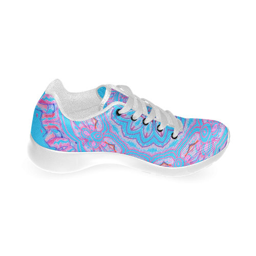 Pink Blue Ribbons, Flowers Valentangle Mandala Aqua Men’s Running Shoes (Model 020)