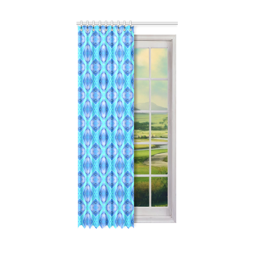 Abstract Circles Arches Lattice Aqua Blue Window Curtain 52" x 108"(One Piece)