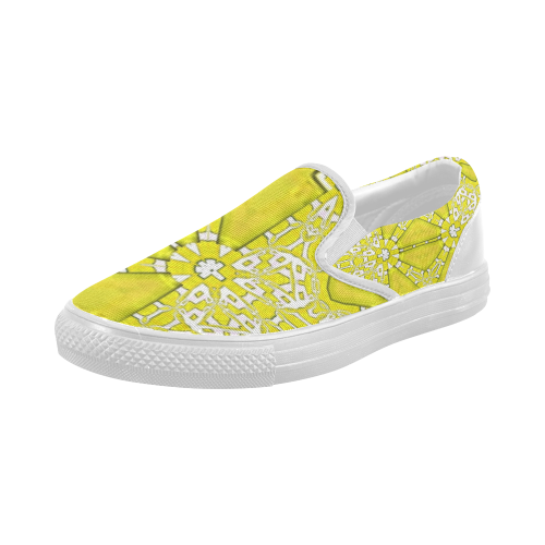 Canvas shoes with yellow shine-annabellerockz Women's Slip-on Canvas Shoes (Model 019)