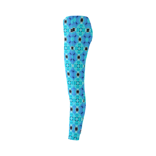 Vibrant Modern Abstract Lattice Aqua Blue Quilt Cassandra Women's Leggings (Model L01)