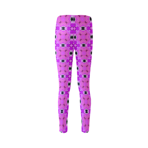 Circle Lattice of Floral Pink Violet Modern Quilt Cassandra Women's Leggings (Model L01)