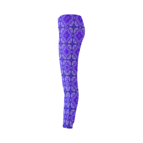 Purple Abstract Flowers, Lattice, Circle Quilt Cassandra Women's Leggings (Model L01)