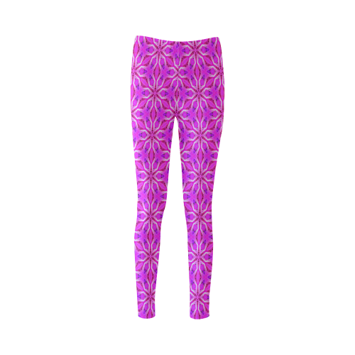 Pink Snowflakes Spinning in Winter Abstract Cassandra Women's Leggings (Model L01)