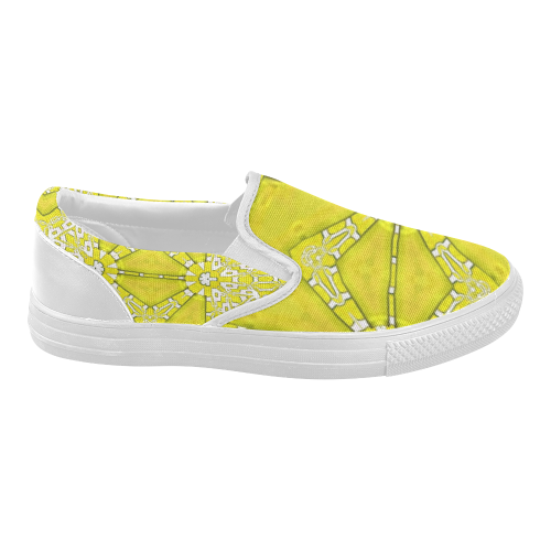 Canvas shoes with yellow shine-annabellerockz Women's Slip-on Canvas Shoes (Model 019)