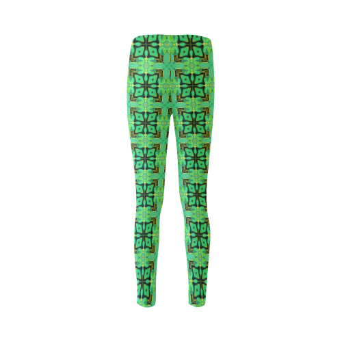 Green Gold Moroccan Lattice Diamonds Quilt Cassandra Women's Leggings (Model L01)