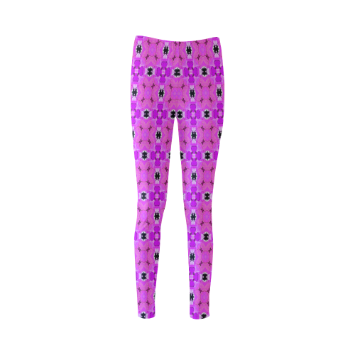 Circle Lattice of Floral Pink Violet Modern Quilt Cassandra Women's Leggings (Model L01)