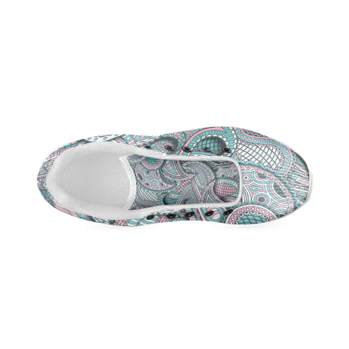 Pink teal white fun ornate paisley pattern Men’s Running Shoes (Model 020)