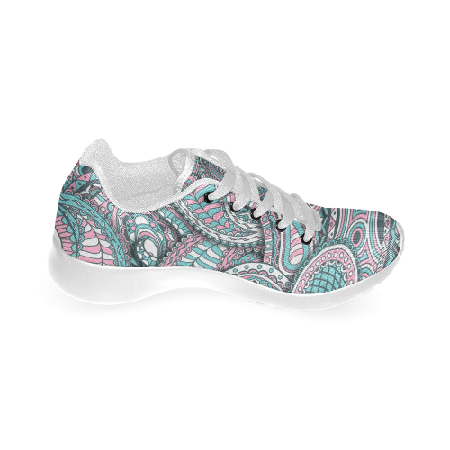 Pink teal white fun ornate paisley pattern Men’s Running Shoes (Model 020)