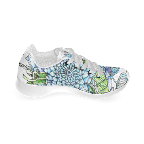 Blue Green flower drawing peaceful garden 2 Men’s Running Shoes (Model 020)