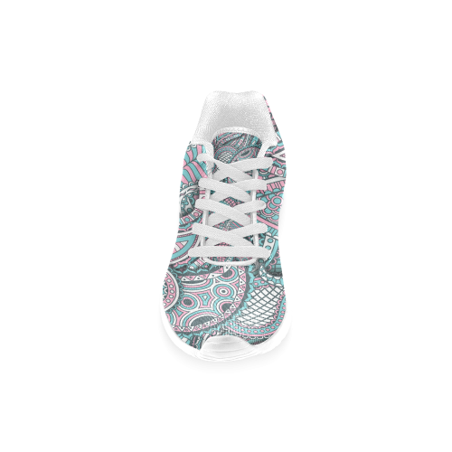 Pink teal white fun ornate paisley pattern Men’s Running Shoes (Model 020)