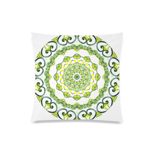 Green Lace Flowers, Leaves Mandala Design Custom Zippered Pillow Case 20"x20"(One Side)