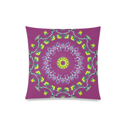 Circle Dance Yellow Leaves Flower Matrix Mandala Wine Custom Zippered Pillow Case 20"x20"(One Side)