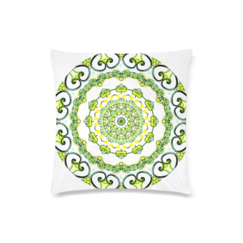 Green Lace Flowers, Leaves Mandala Design Custom Zippered Pillow Case 16"x16"(Twin Sides)