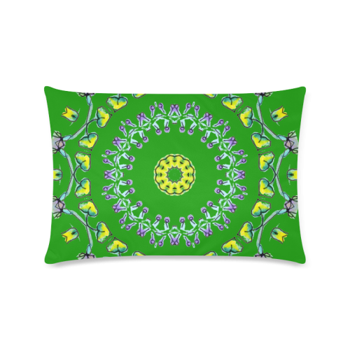 Circle Dance Yellow Leaves Flower Matrix Mandala Green Custom Rectangle Pillow Case 16"x24" (one side)