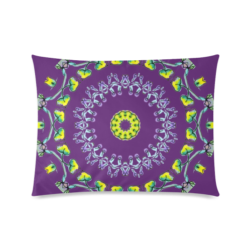 Circle Dance Yellow Leaves Flower Matrix Mandala Plum Purple Custom Picture Pillow Case 20"x26" (one side)