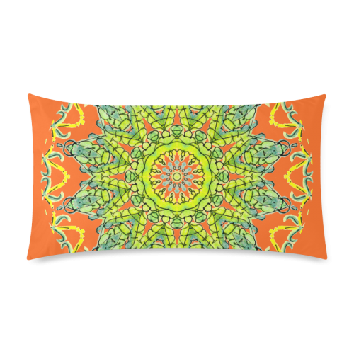 Lime Green Yellow Leaves Star Matrix Mandala Orange