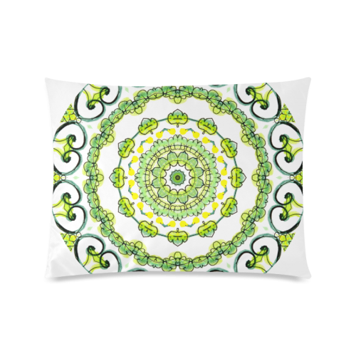 Green Lace Flowers, Leaves Mandala Design Custom Picture Pillow Case 20"x26" (one side)