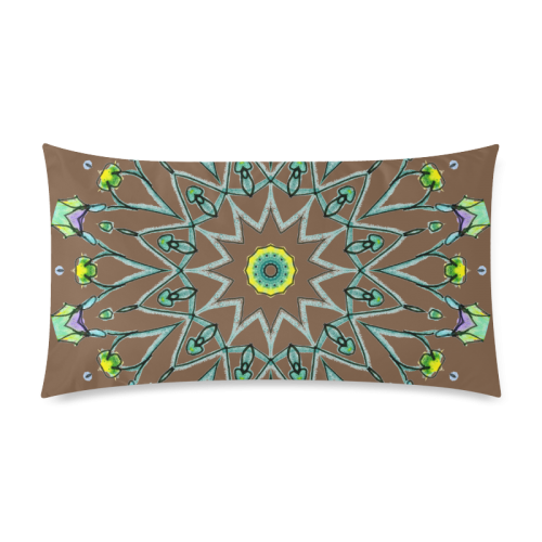 Green Vines Leaves Star Wheel Matrix Mandala Brown
