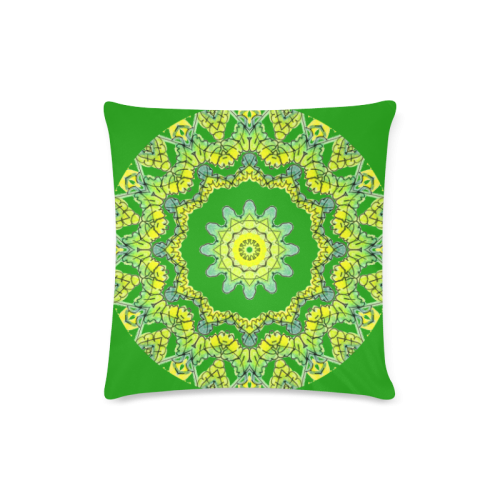 Glowing Green Leaves Flower Arches Star Mandala Green Custom Zippered Pillow Case 16"x16"(Twin Sides)