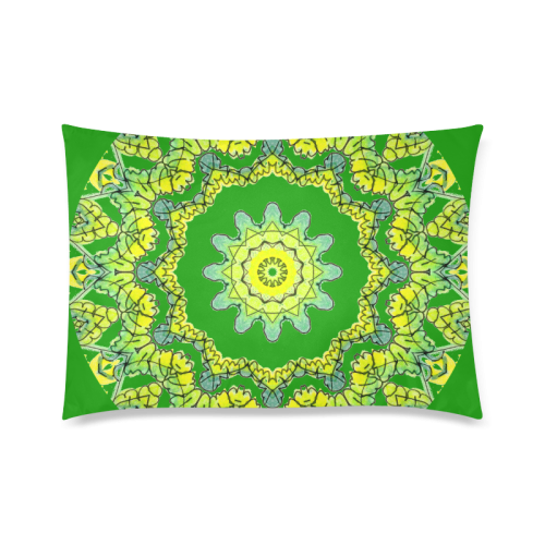 Glowing Green Leaves Flower Arches Star Mandala Green Custom Zippered Pillow Case 20"x30" (one side)