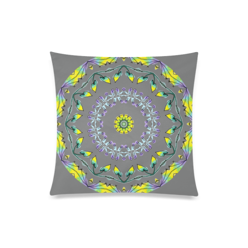 Yellow Purple Green Flower Dance Mandala Gray