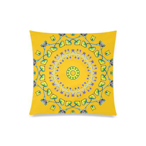 Circle Dance Yellow Leaves Flower Matrix Mandala Gold Custom Zippered Pillow Case 20"x20"(One Side)
