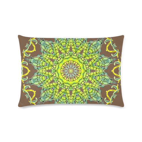 Lime Green Yellow Leaves Star Matrix Mandala Brown