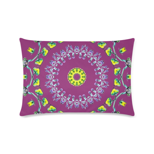 Circle Dance Yellow Leaves Flower Matrix Mandala Wine Custom Rectangle Pillow Case 16"x24" (one side)