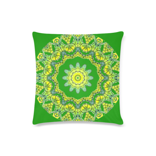 Glowing Green Leaves Flower Arches Star Mandala Green Custom Zippered Pillow Case 16"x16"(Twin Sides)