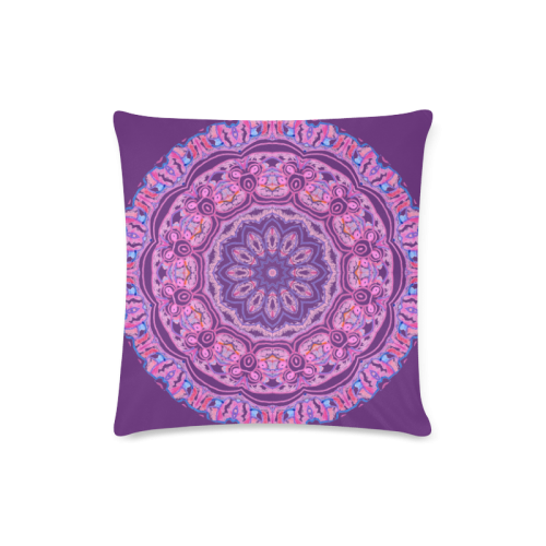 Pink Blue Ribbons, Flowers Valentangle Mandala Plum Purple Custom Zippered Pillow Case 16"x16" (one side)