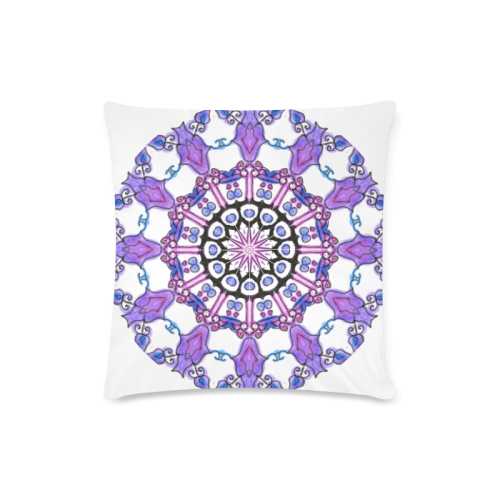 Violet Purple Beads, Jewels, Flowers Mandala Custom Zippered Pillow Case 16"x16" (one side)