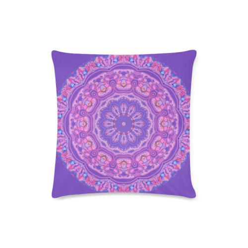 Pink Blue Ribbons, Flowers Valentangle Mandala Purple Custom Zippered Pillow Case 16"x16" (one side)