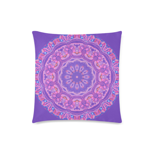 Pink Blue Ribbons, Flowers Valentangle Mandala Purple Custom Zippered Pillow Case 18"x18" (one side)