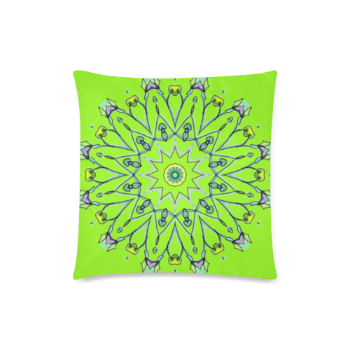 Green Vines Leaves Star Wheel Matrix Mandala Lime