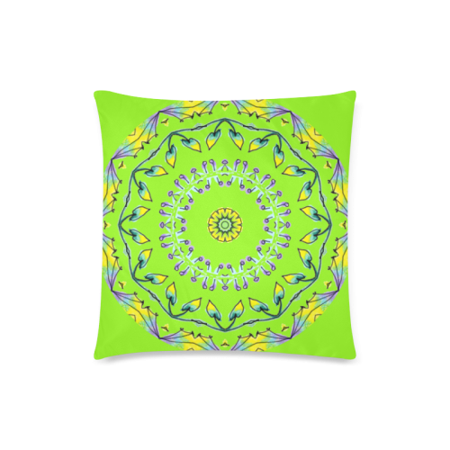 Yellow Purple Green Flower Dance Mandala Lime Custom Zippered Pillow Case 18"x18" (one side)