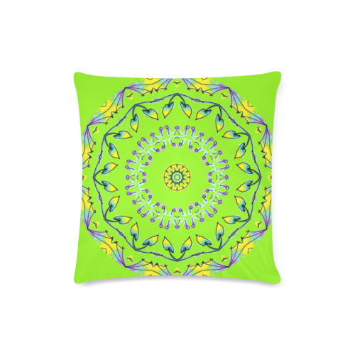 Yellow Purple Green Flower Dance Mandala Lime Custom Zippered Pillow Case 16"x16" (one side)