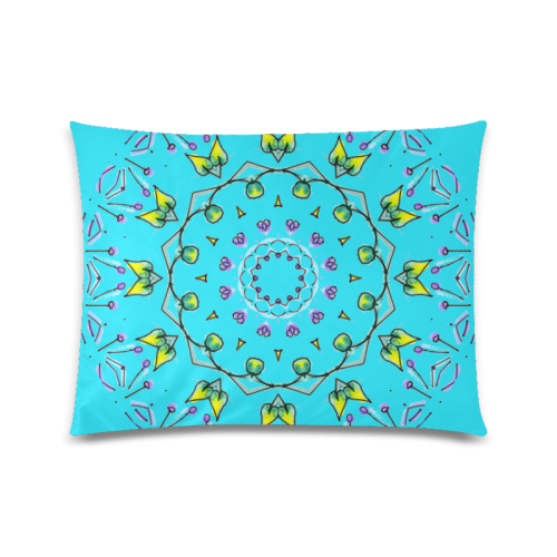 Green Yellow Purple Leaves Bugs Mystical Matrix Cyan Custom Picture Pillow Case 20"x26" (one side)