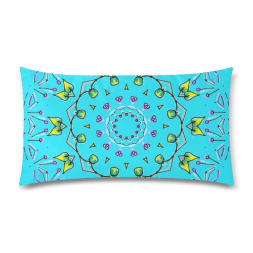 Green Yellow Purple Leaves Bugs Mystical Matrix Cyan Custom Rectangle Pillow Case 20"x36" (one side)