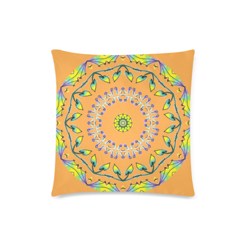 Yellow Purple Green Flower Dance Mandala Salmon Custom Zippered Pillow Case 18"x18" (one side)