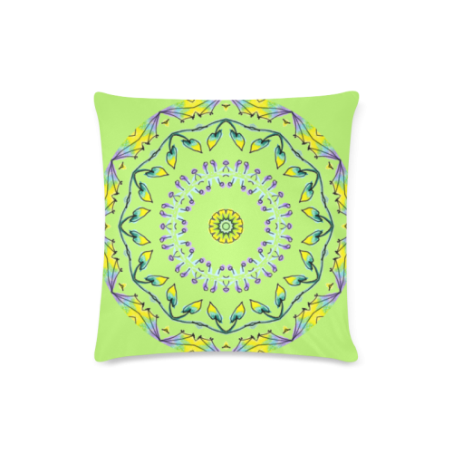 Yellow Purple Green Flower Dance Mandala Spring Bud Custom Zippered Pillow Case 16"x16" (one side)