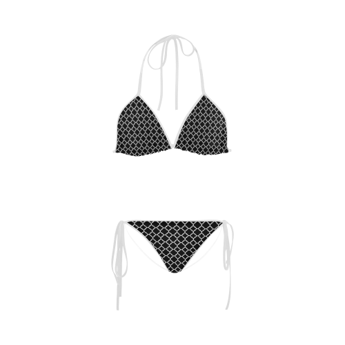 black white quatrefoil classic pattern Custom Bikini Swimsuit