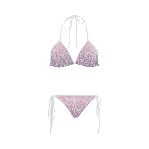 pink purple ombre feather pattern white Custom Bikini Swimsuit
