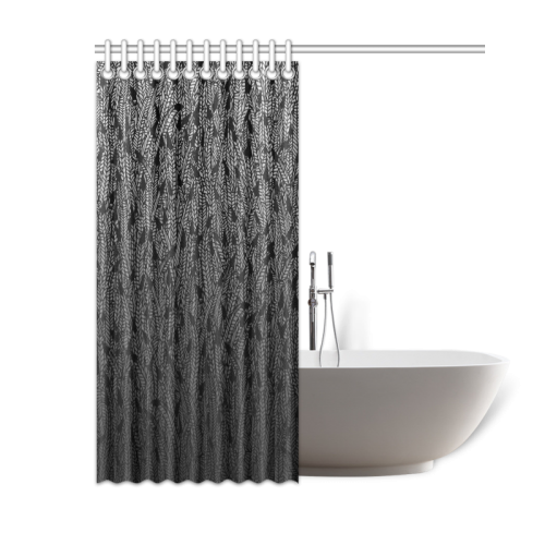 grey ombre feathers pattern black Shower Curtain 60"x72"