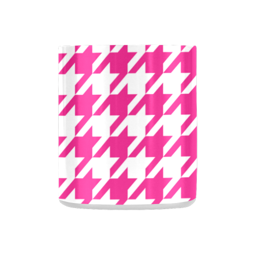 hot pink  and white houndstooth classic pattern Classic Insulated Mug(10.3OZ)