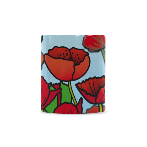 field of poppy flowers red floral White Mug(11OZ)