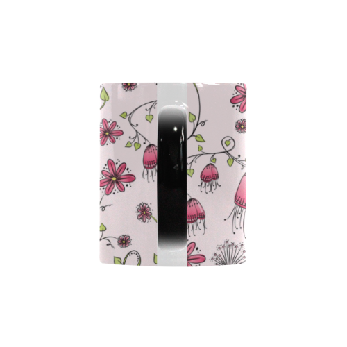 pink fantasy doodle flower pattern Custom Morphing Mug